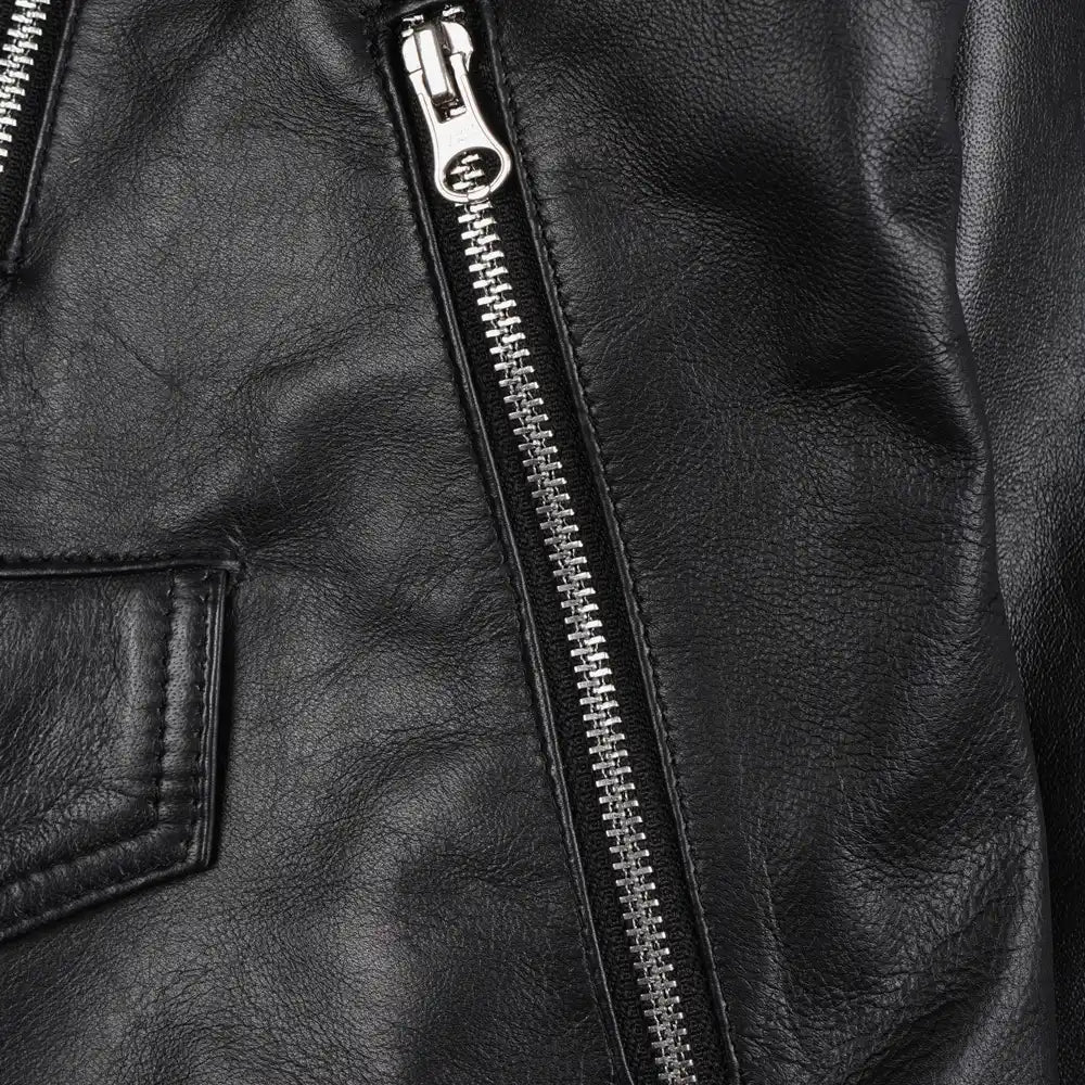 FERMETURE ASYMÉTRIQUE, COUPE BIKER PRÈS DU CORPS
