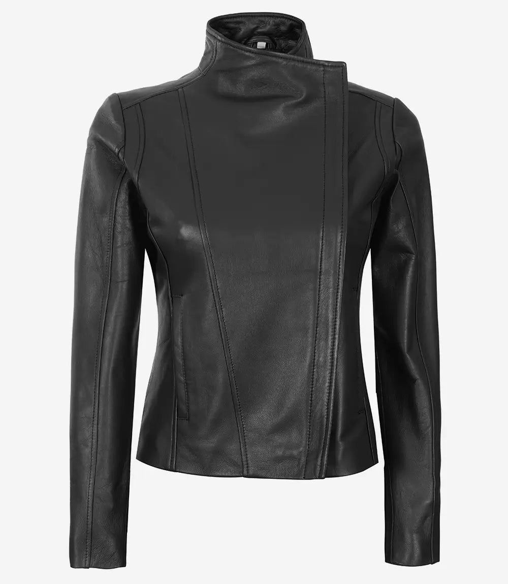 womens leather jacket black