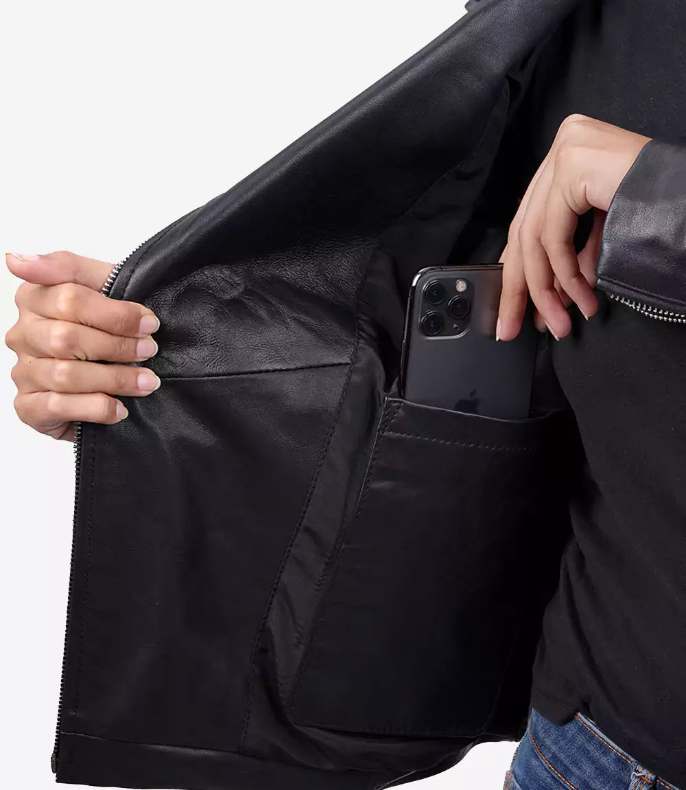 biker leather jacket black