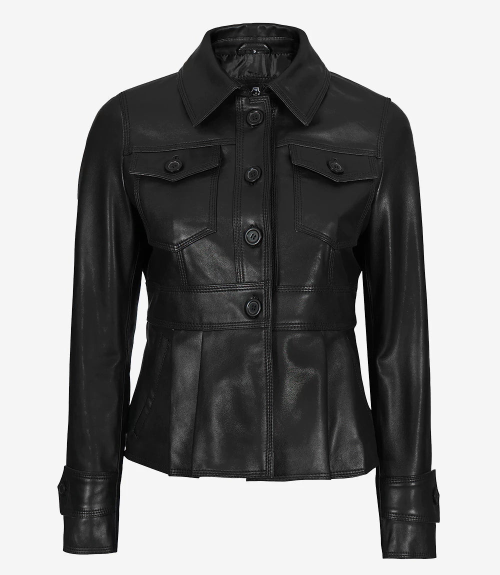 womens peplum leather jacket