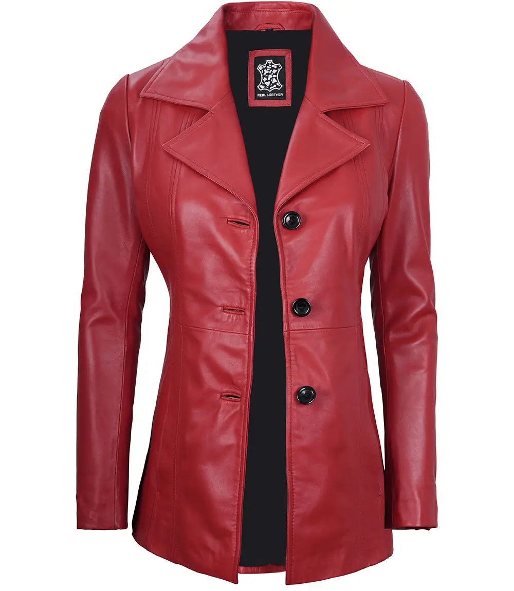 leather blazer red jacket