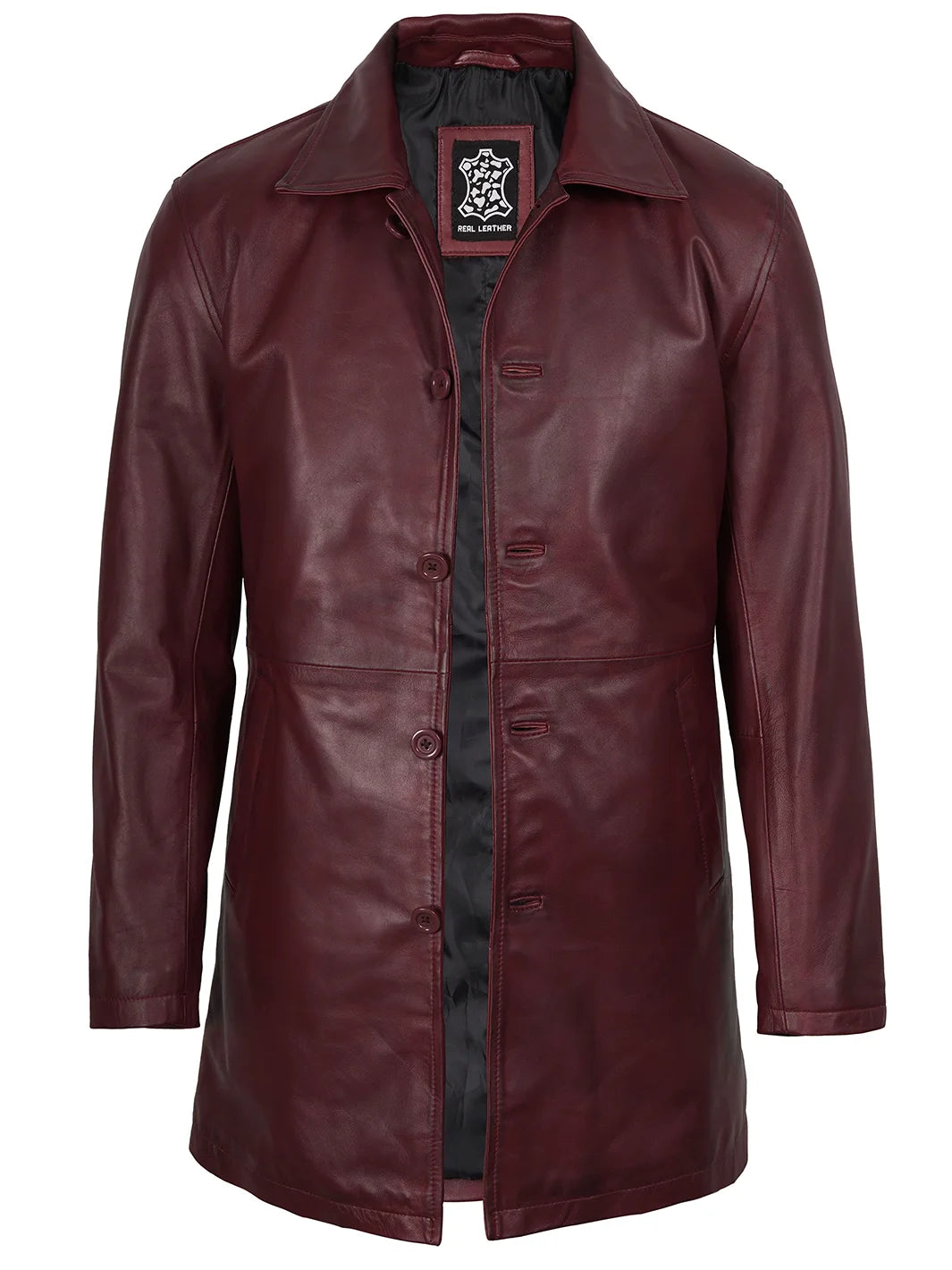 Mens Lambskin Leather Coat Maroon