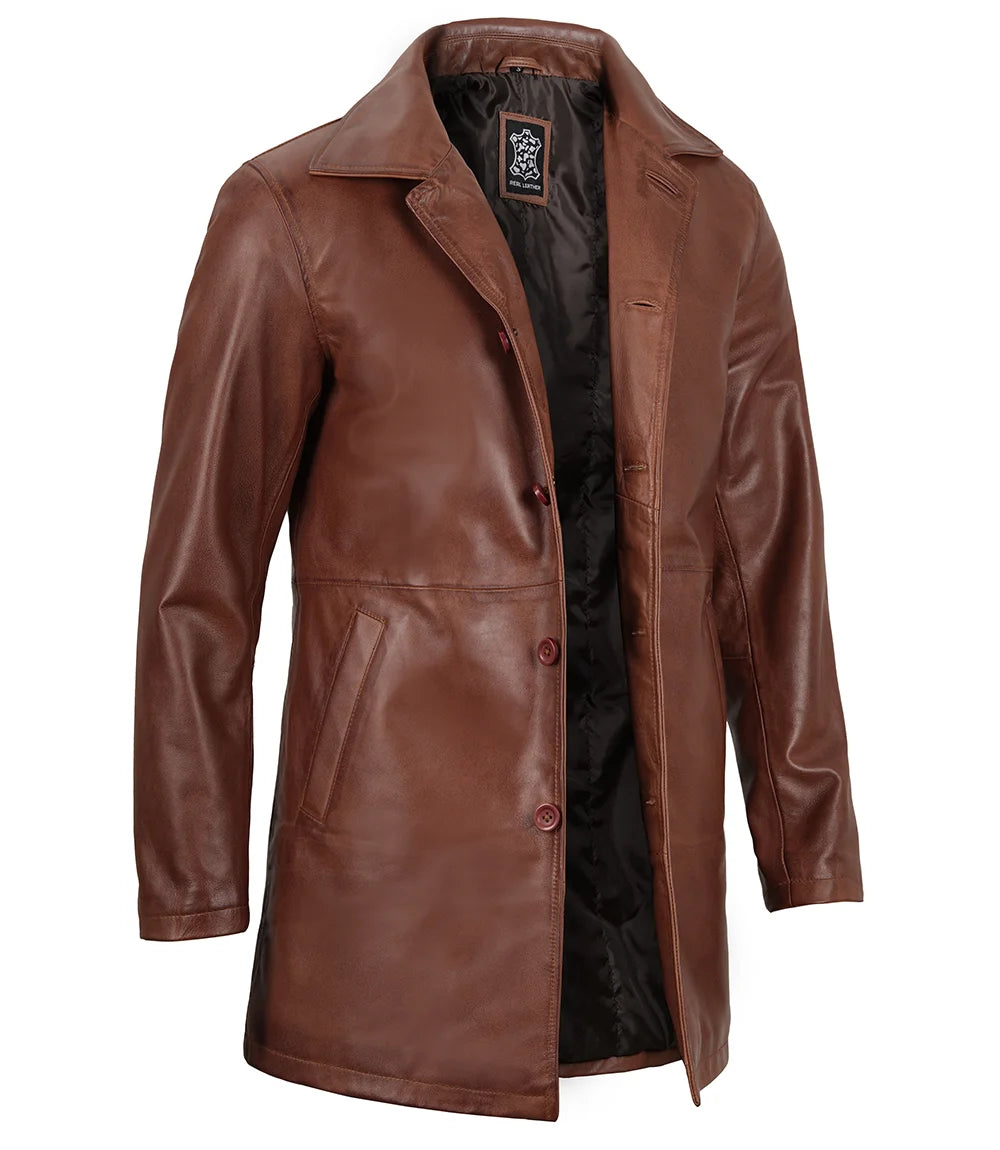 brown leather coat men