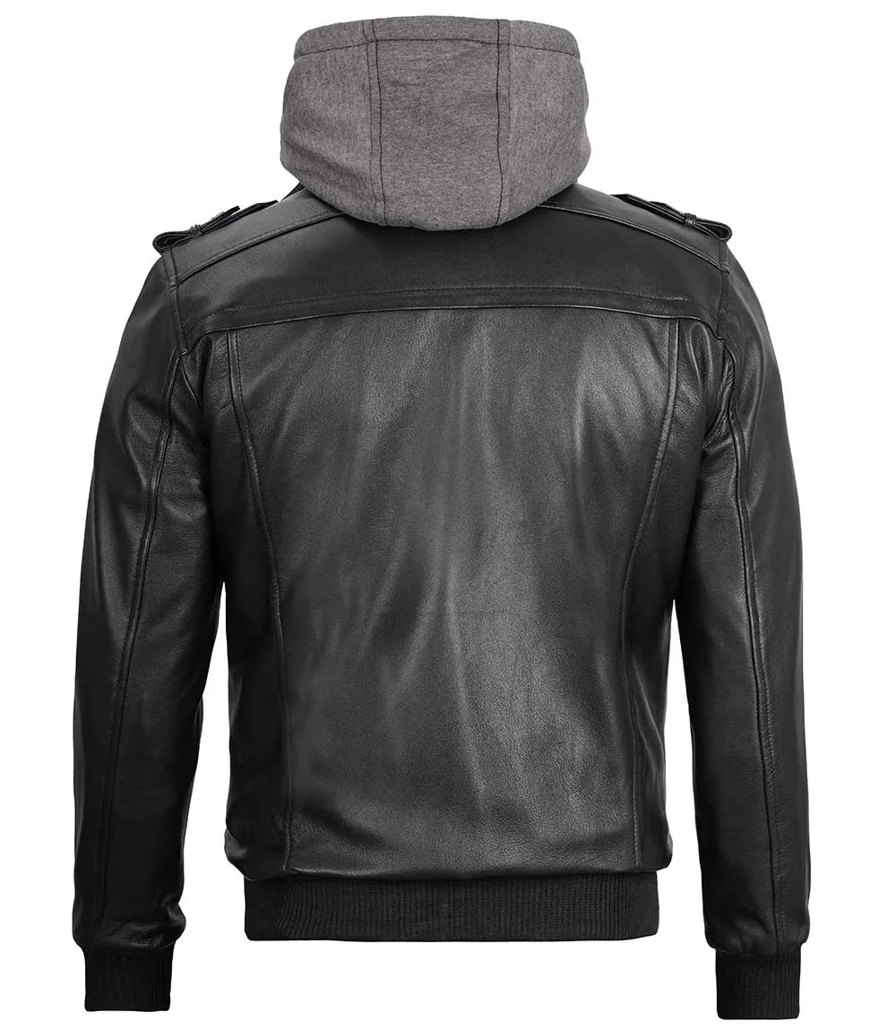 leather jackets hooded mens