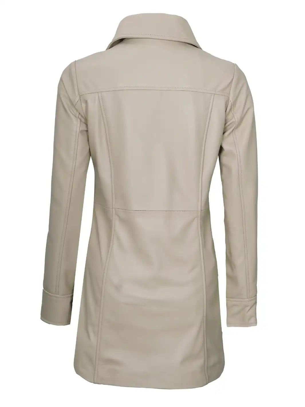 women beige leather coat