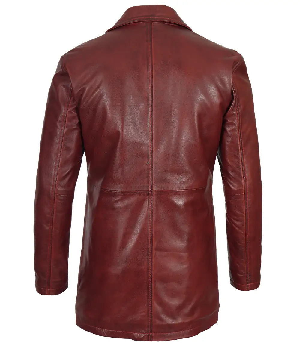 maroon men leather coat