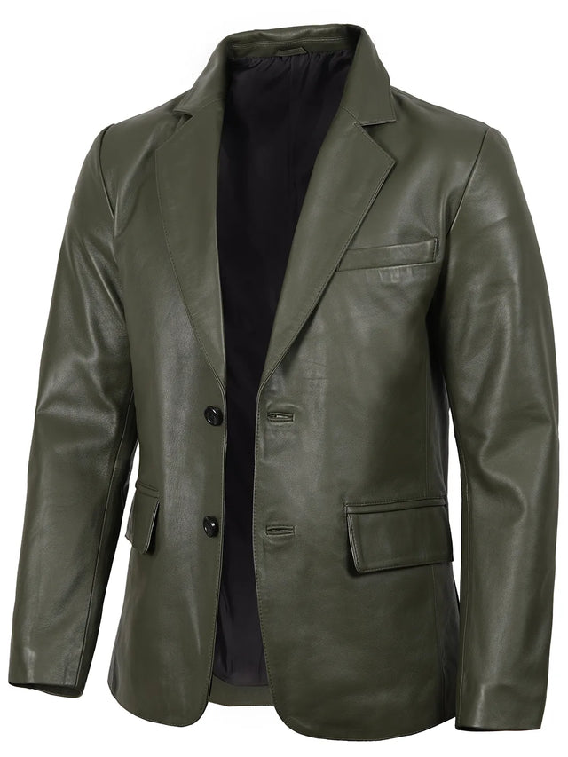 Skinnblazer med tre knappar vert foncé (Homme)