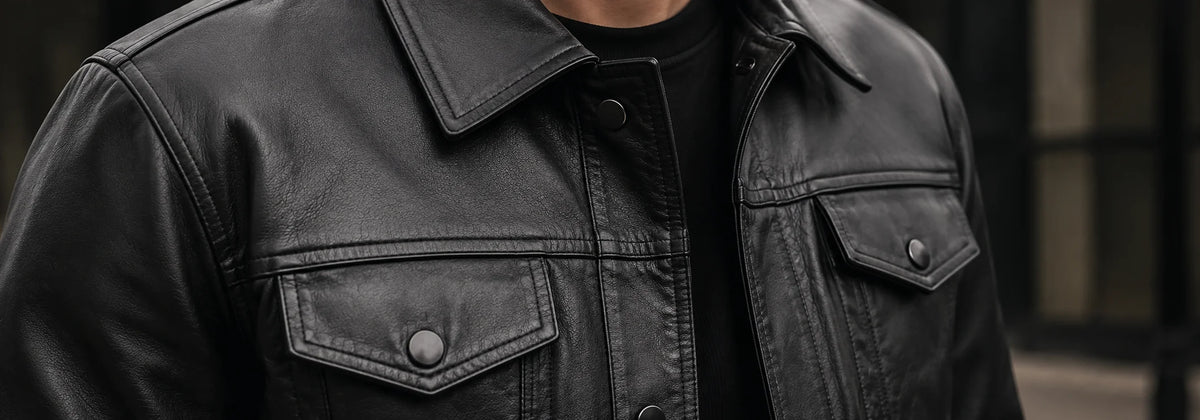 Vestes Trucker en Cuir pour Homme