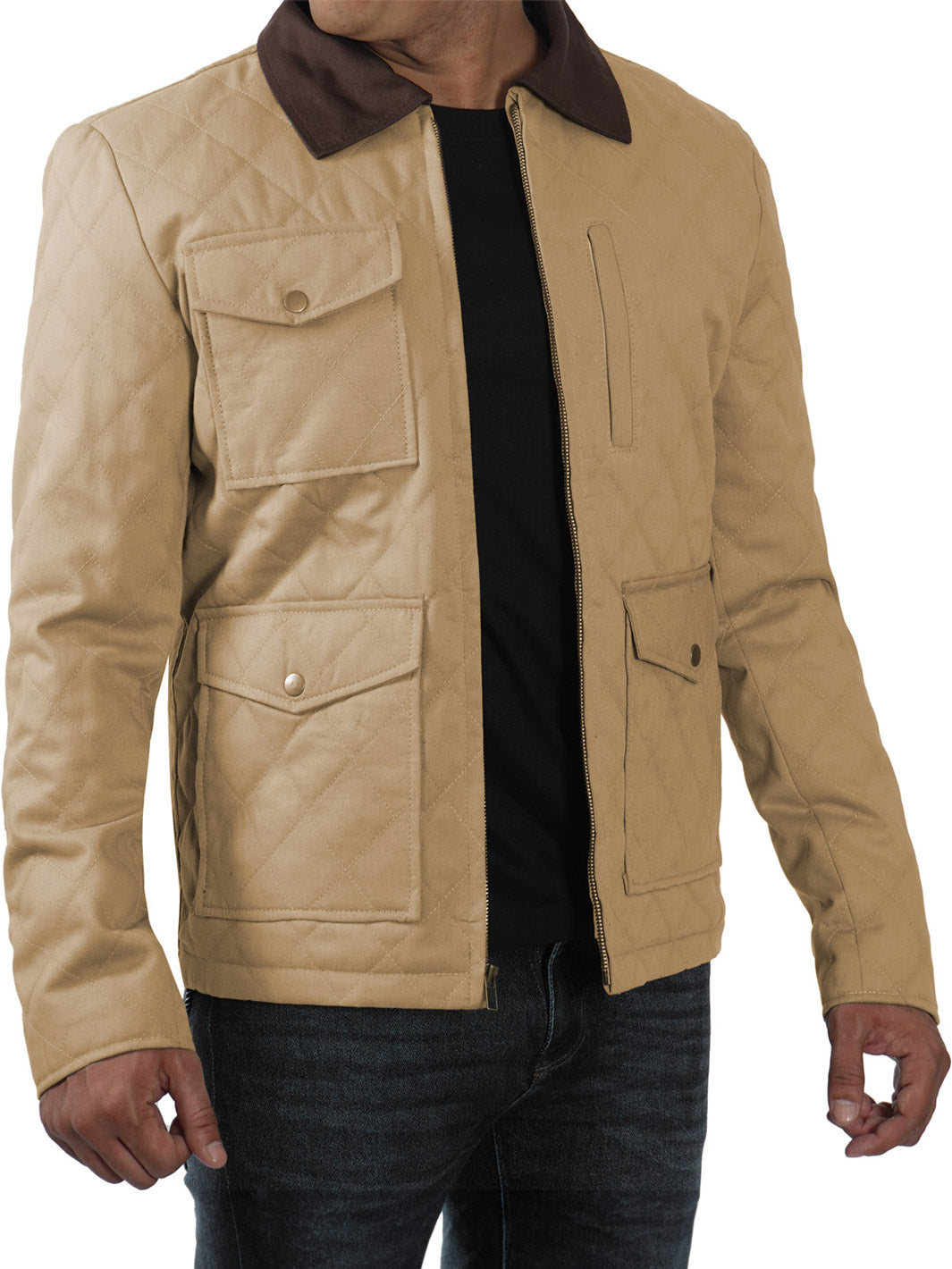 Blair Quilted Mens Lightweight Beige Cotton Jacket Decrum