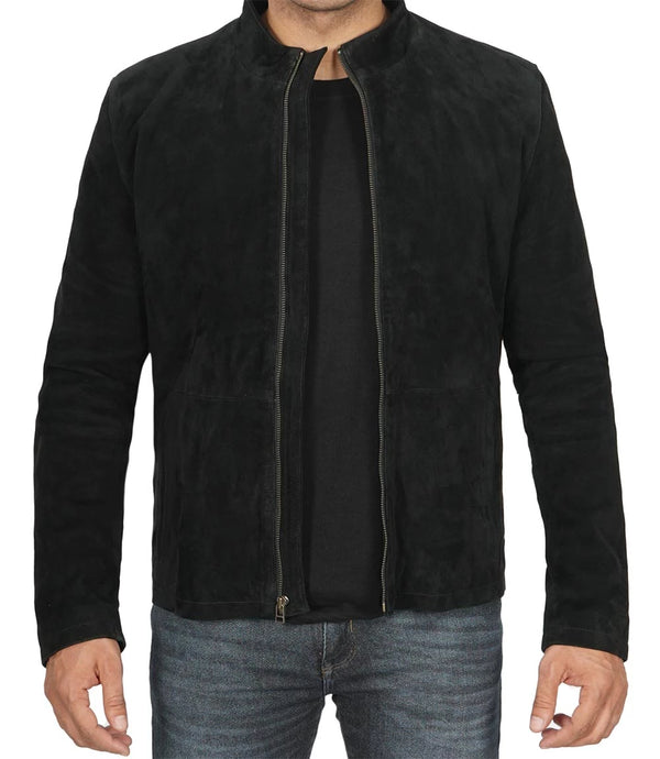 mens Suede Leather Black Jacket