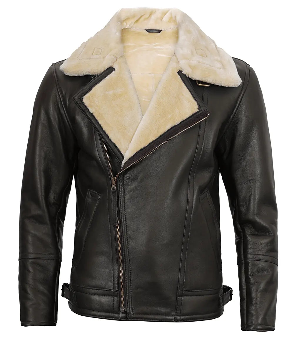 mens fur shearling leather jacket