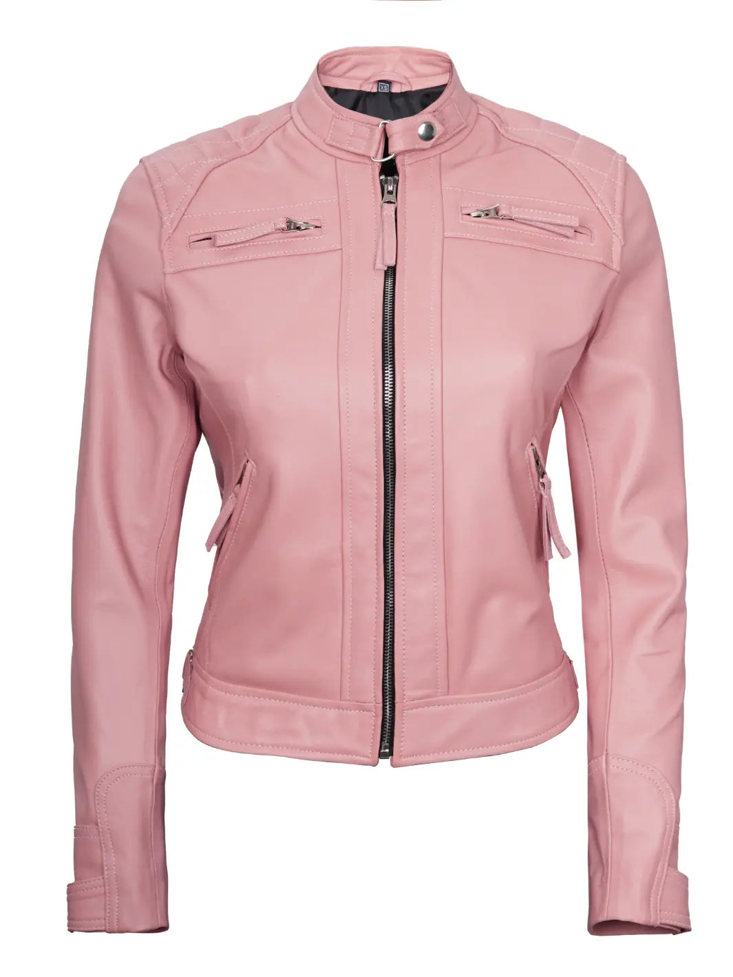 pink leather jacket