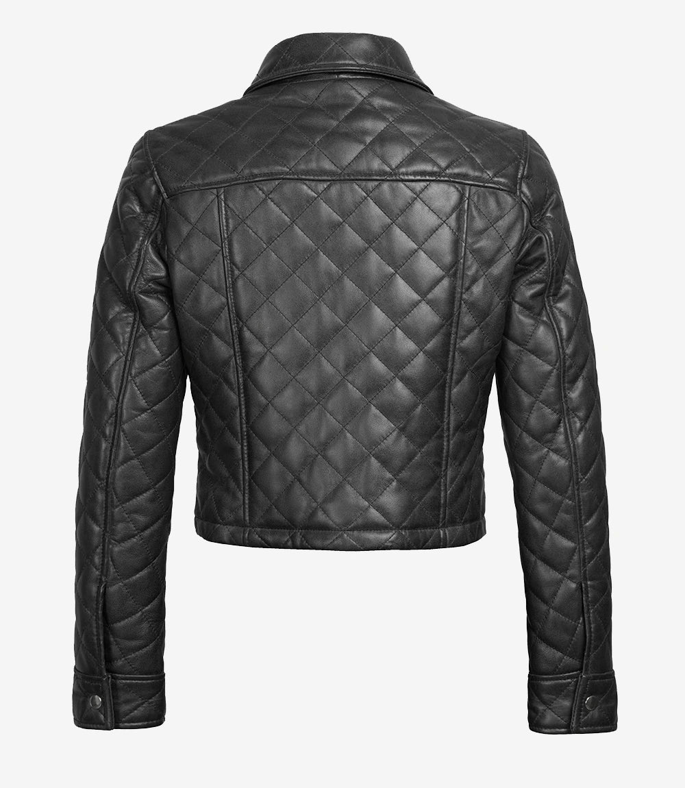 Womens Black Cropped Leather Jacket