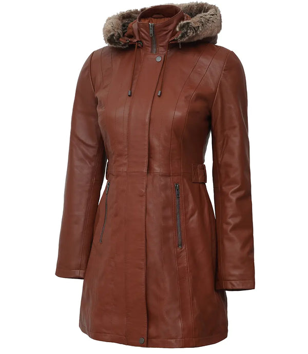 shearling women brown coat