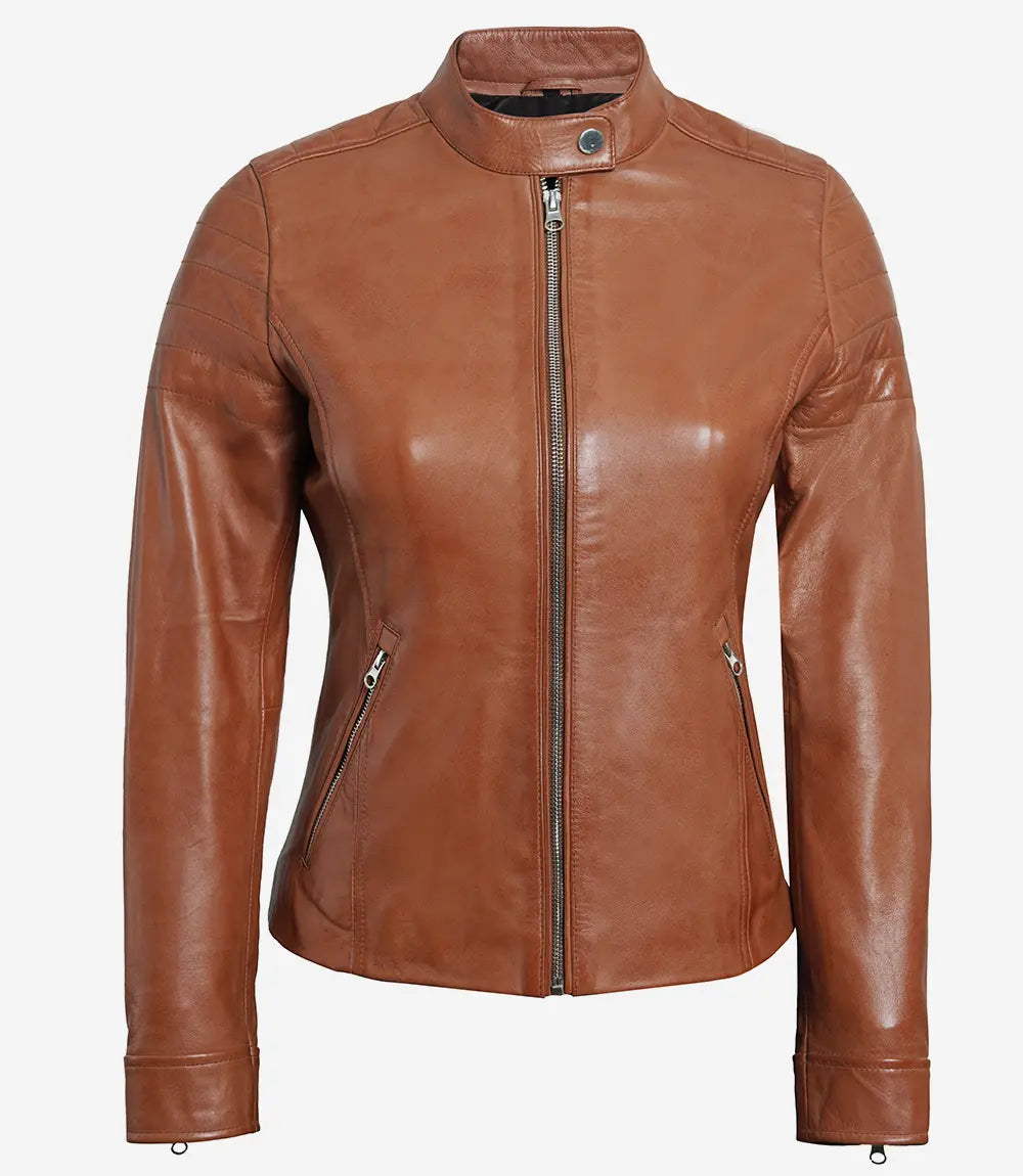 womens brown leather jacket