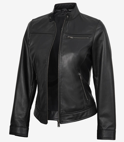 Vermont Blouson de moto en cuir noir homme 