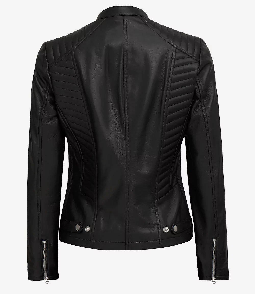 real leather jacket womens black