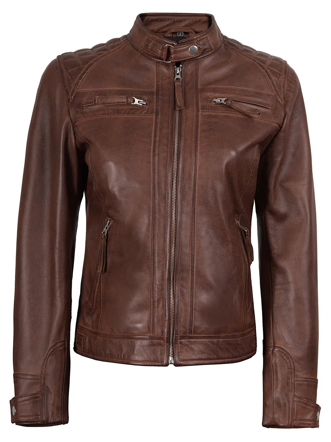 biker jacket brown womens 
