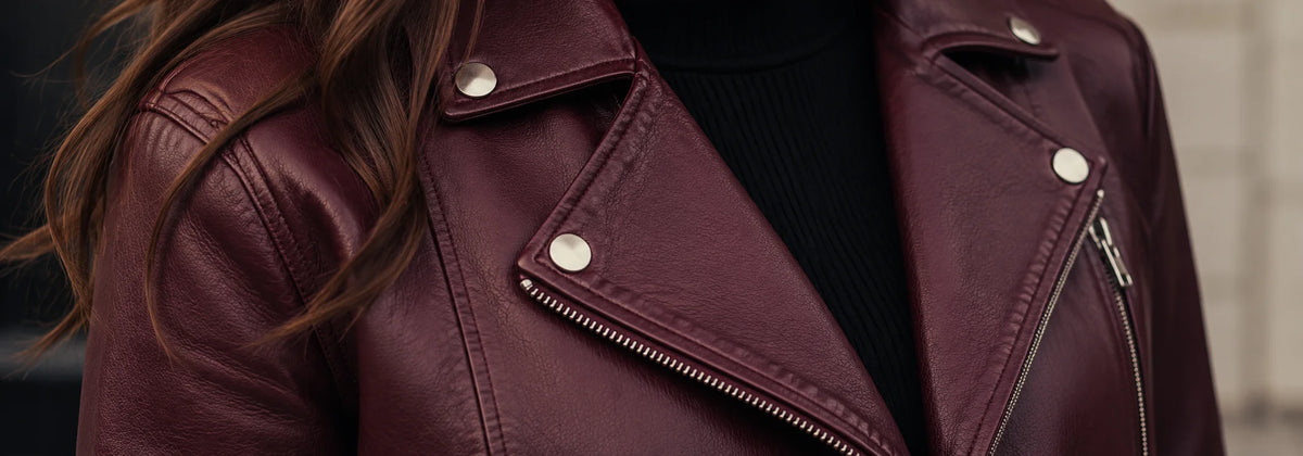 Vestes en cuir bordeaux pour femmes