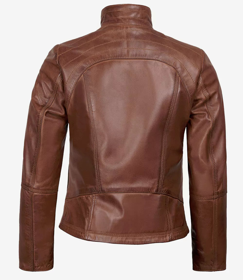 brown leather jacket womens