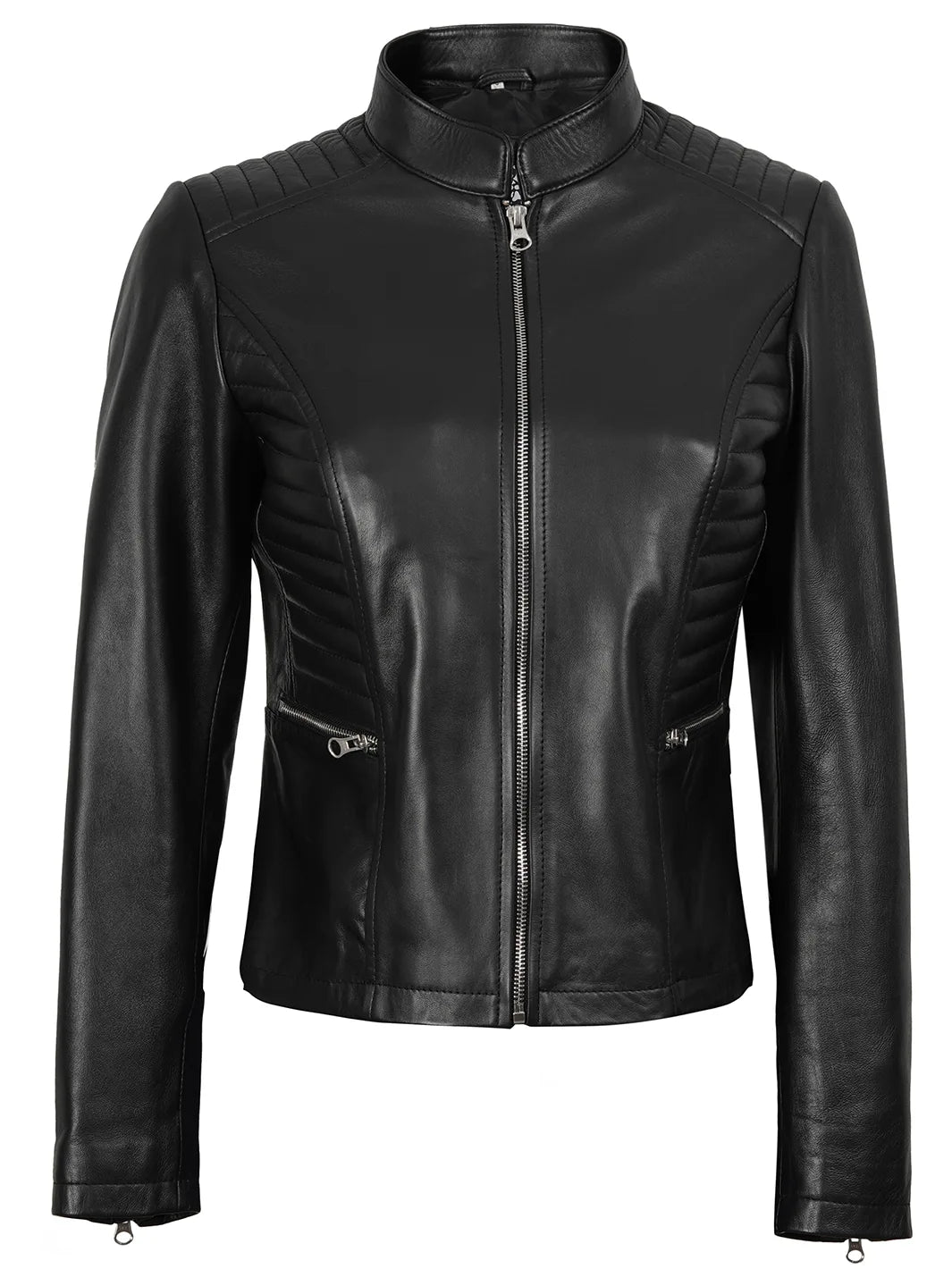 womens black leather jacket biker