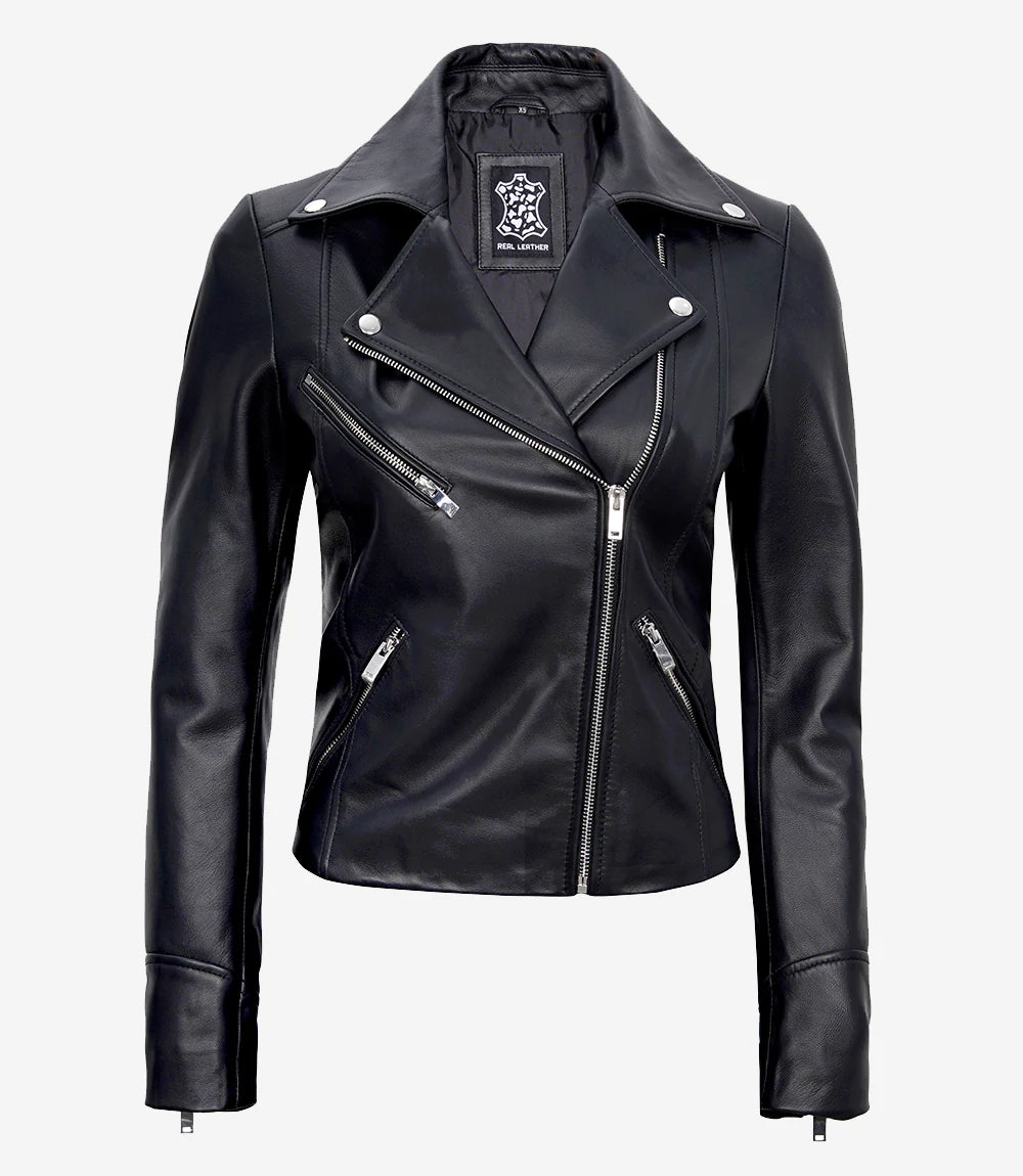 biker leather jacket black