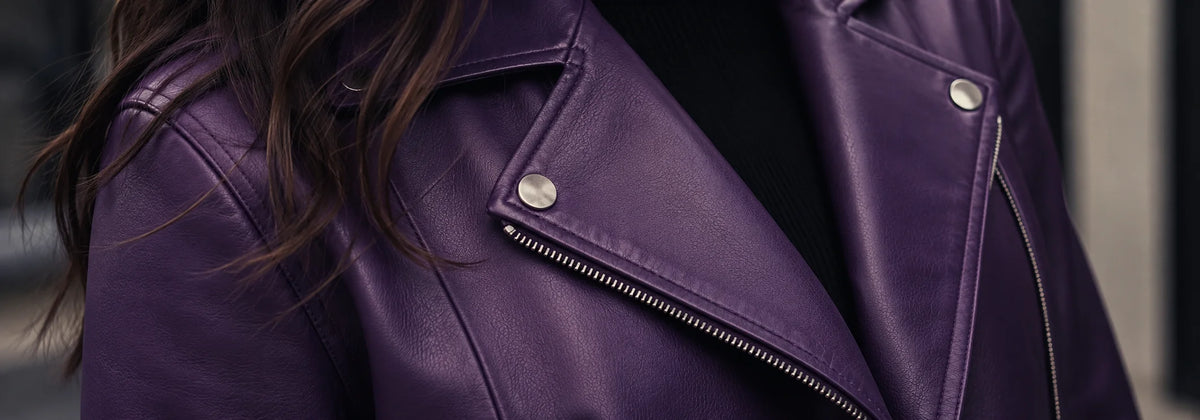 Vestes en cuir violet pour femmes