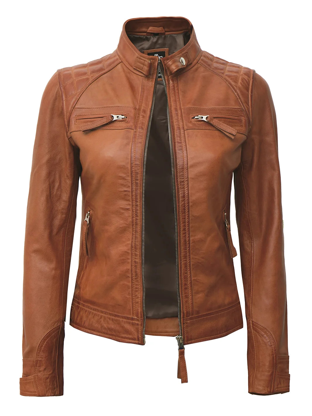 tan brown leather jacket womens 