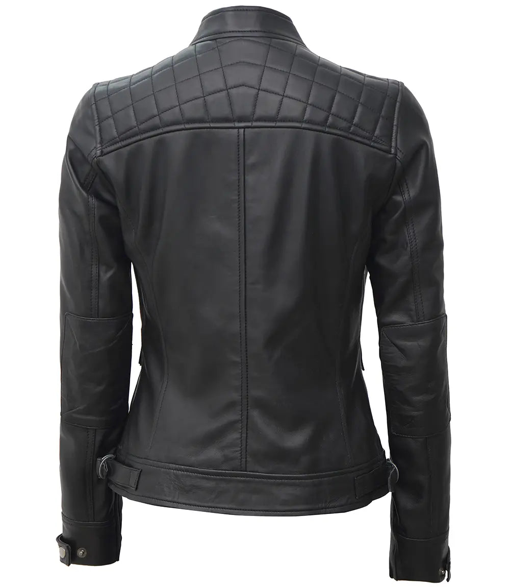 black petite cafe racer jacket