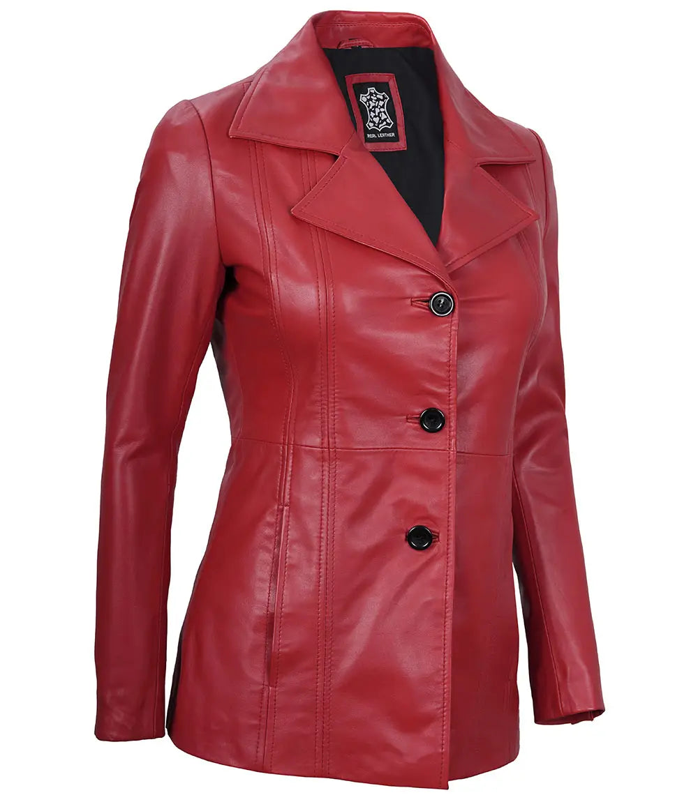 womens real leather blazer