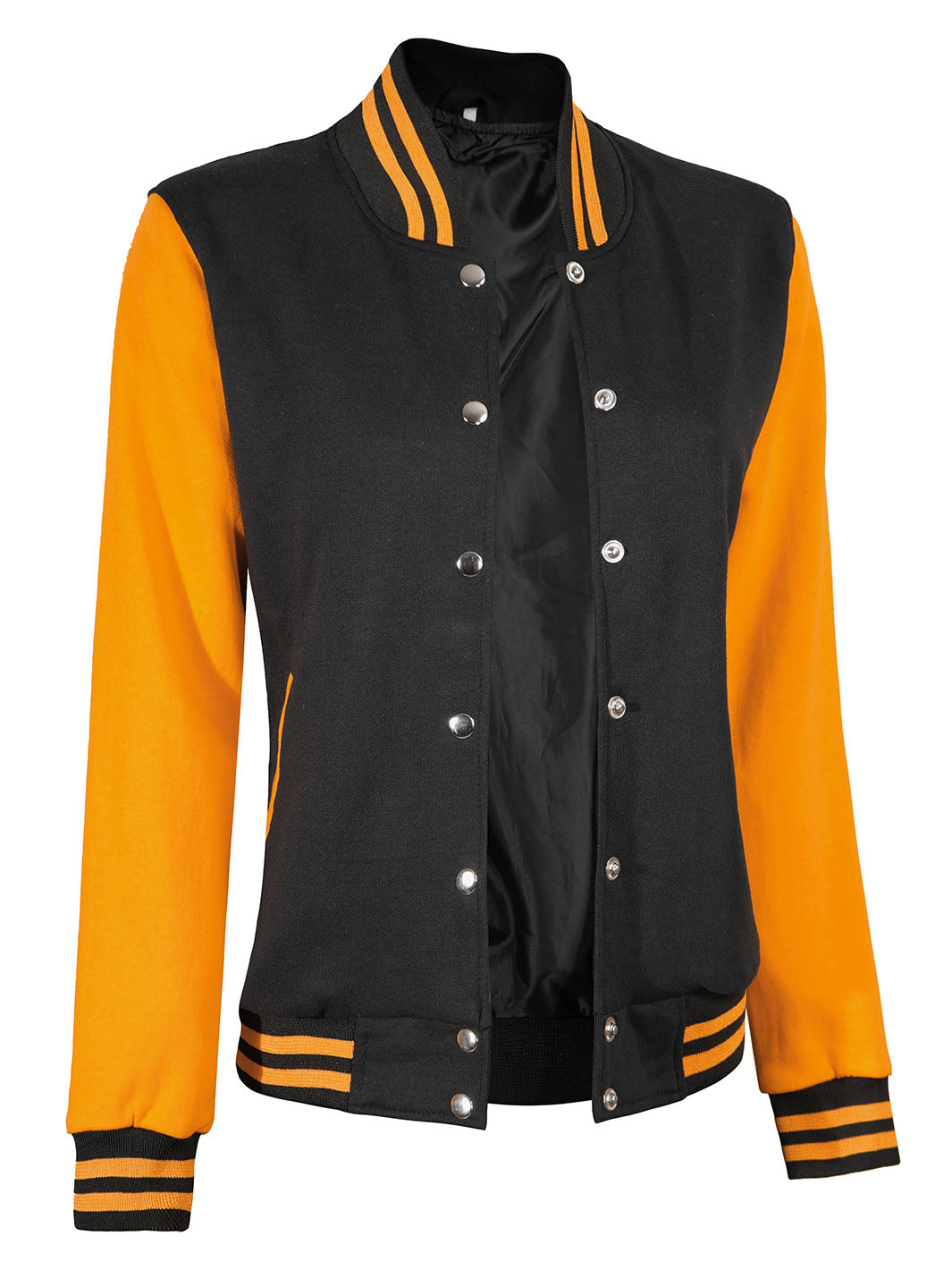 Womens Yellow & Black Plain Varsity Jacket Decrum