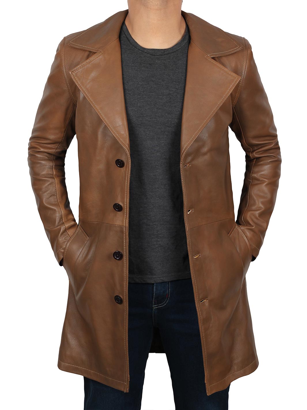 Jackson Men's Brown Leather Car Coat - Decrum