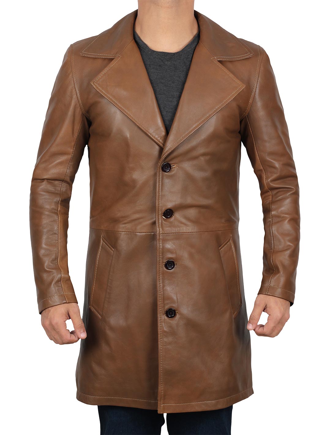 Jackson Men's Brown Leather Car Coat - Decrum