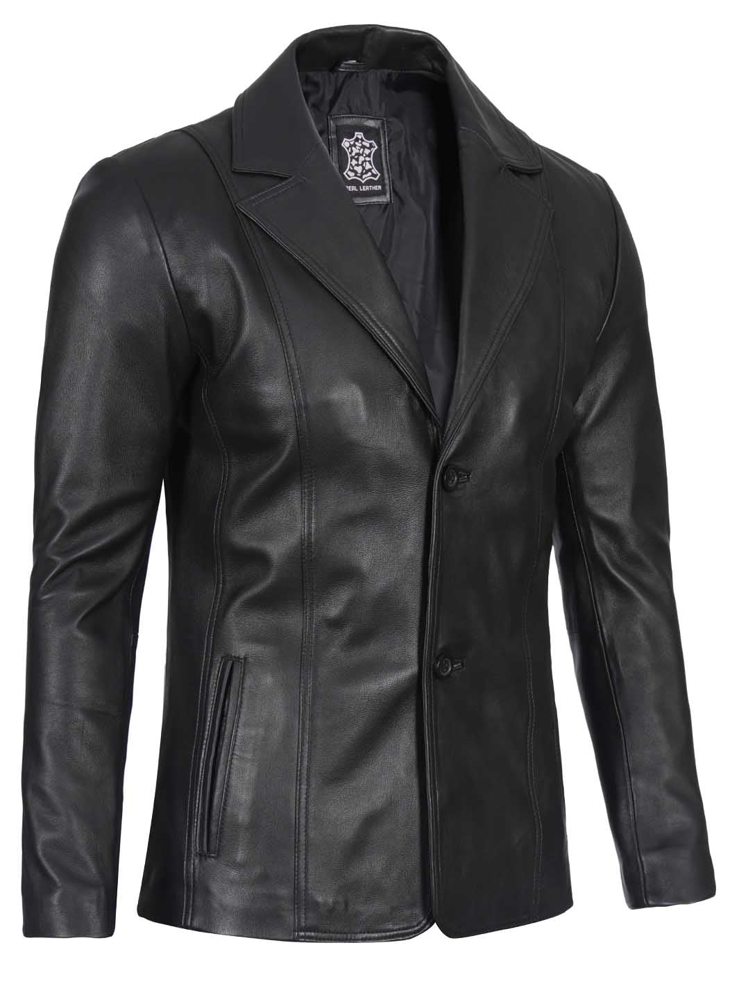 Surrey Black Leather Blazer Coat