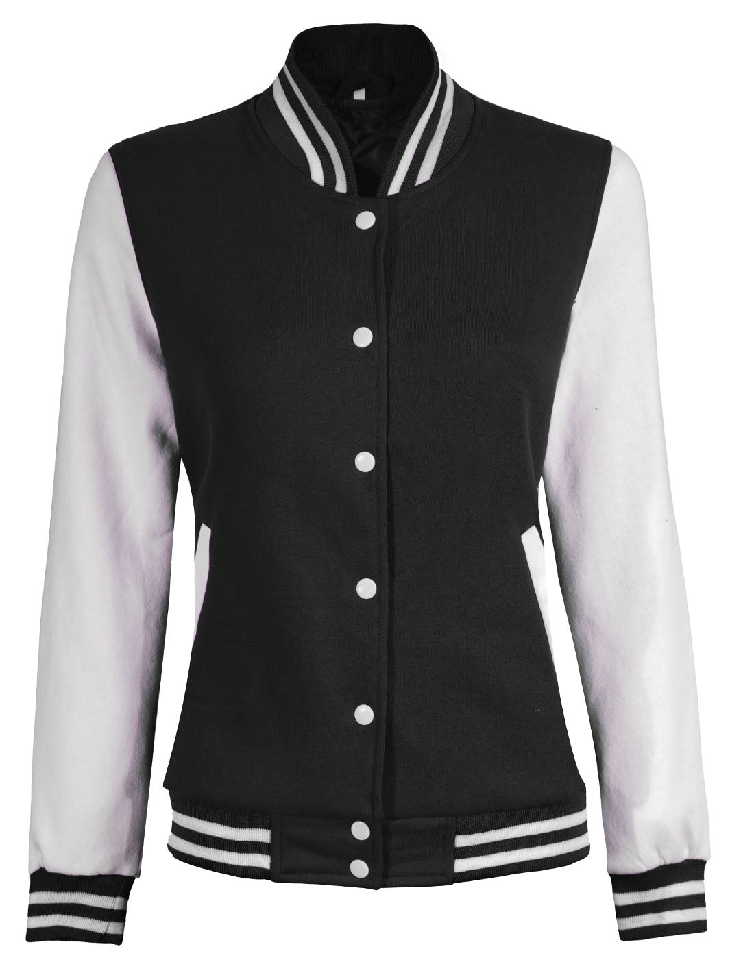 Womens White & Black Plain Varsity