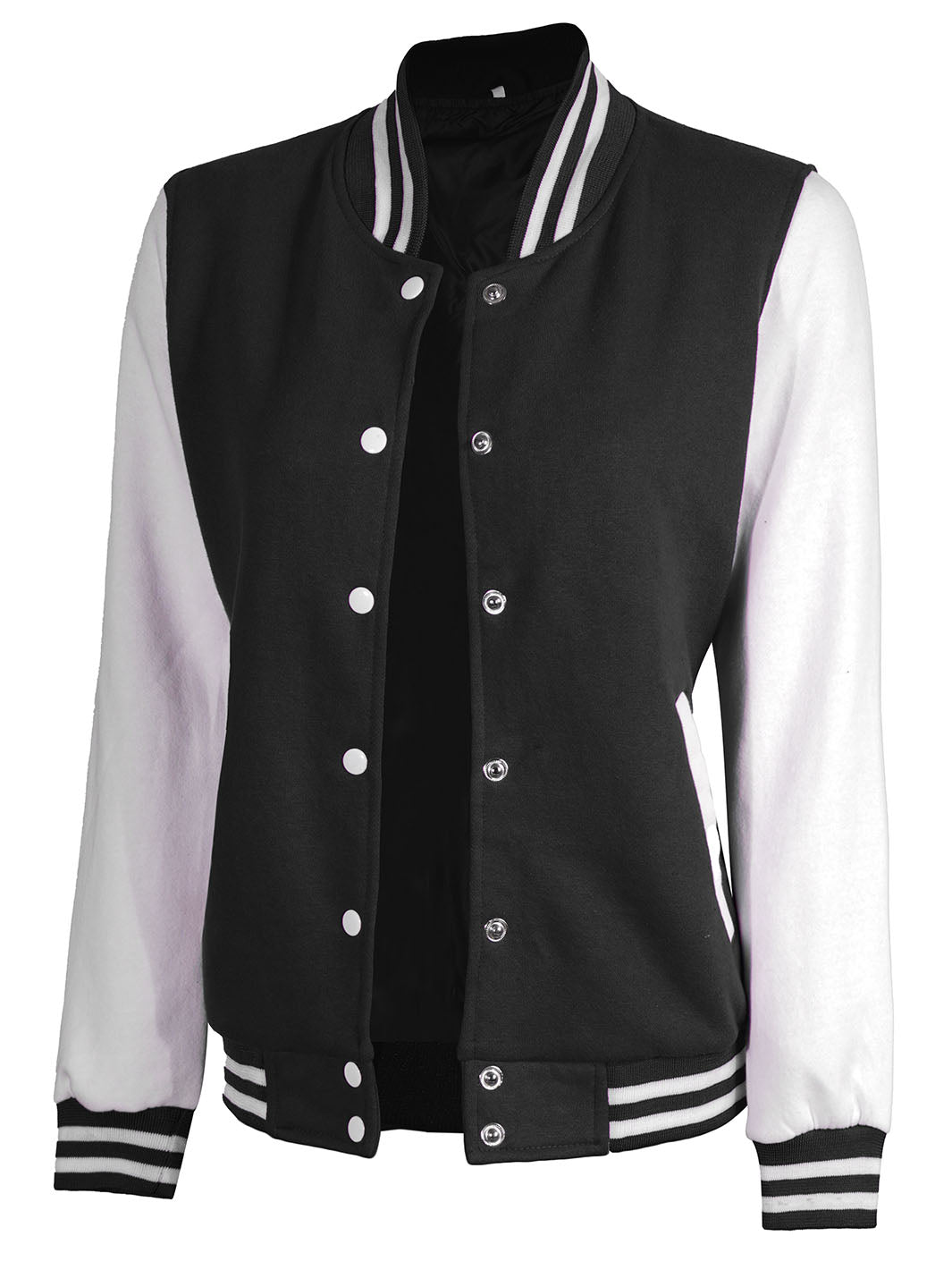 Womens White & Black Plain Varsity