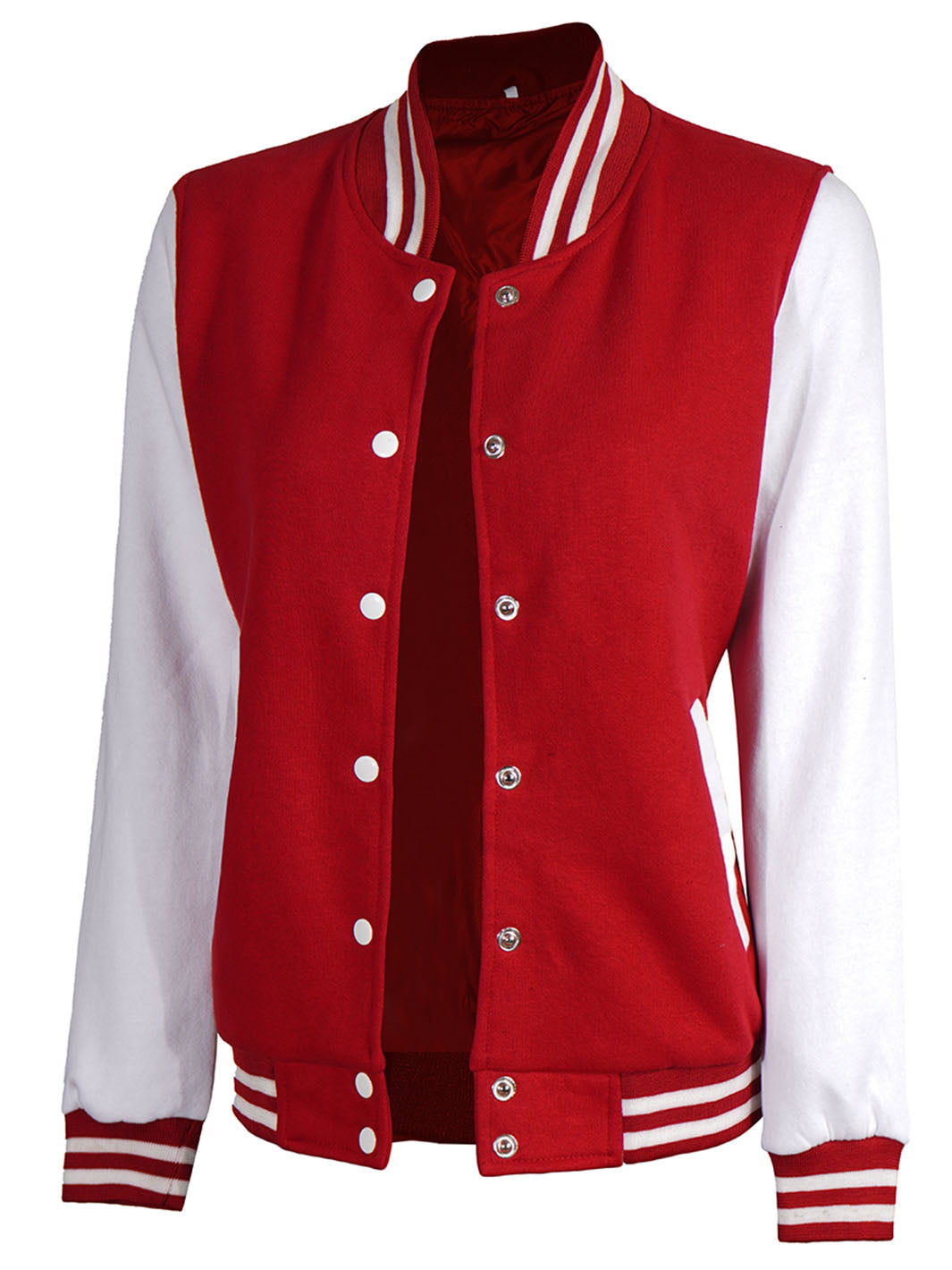 Womens White & Red Plain Varsity