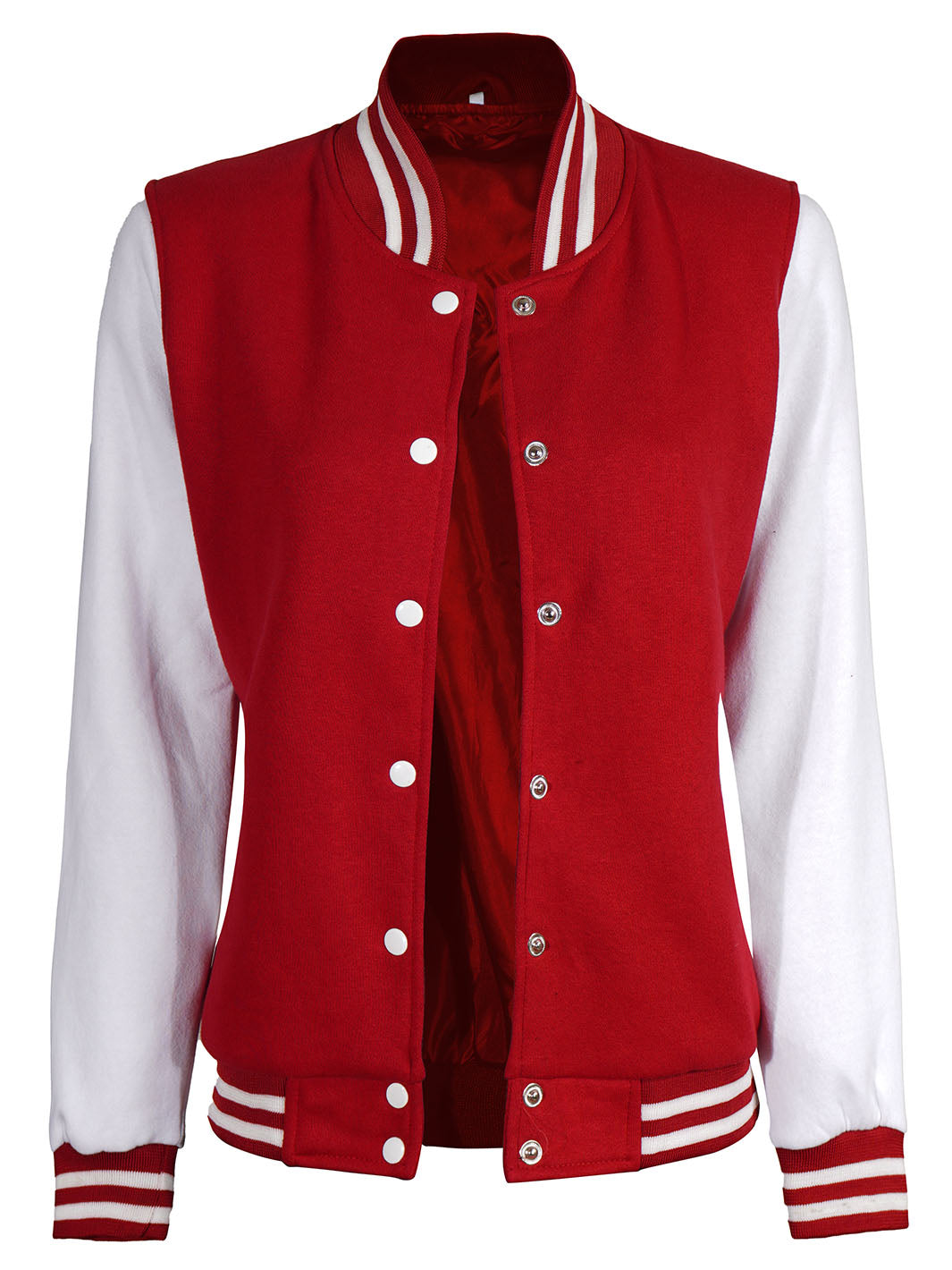 Womens White & Red Plain Varsity