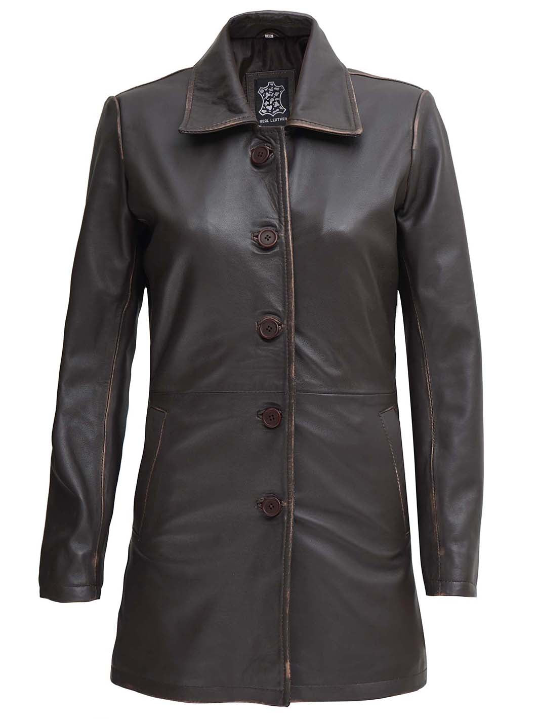 leather car coat womens